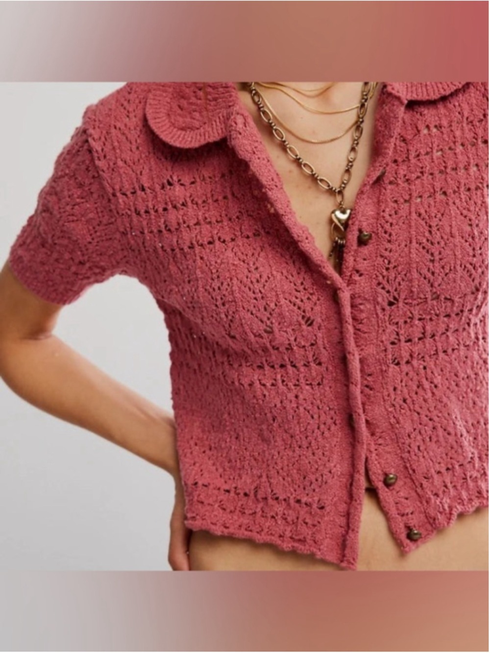FREE PEOPLE DAILY CARDIGAN FADED ROSE SIZE M - Picture 1 of 12